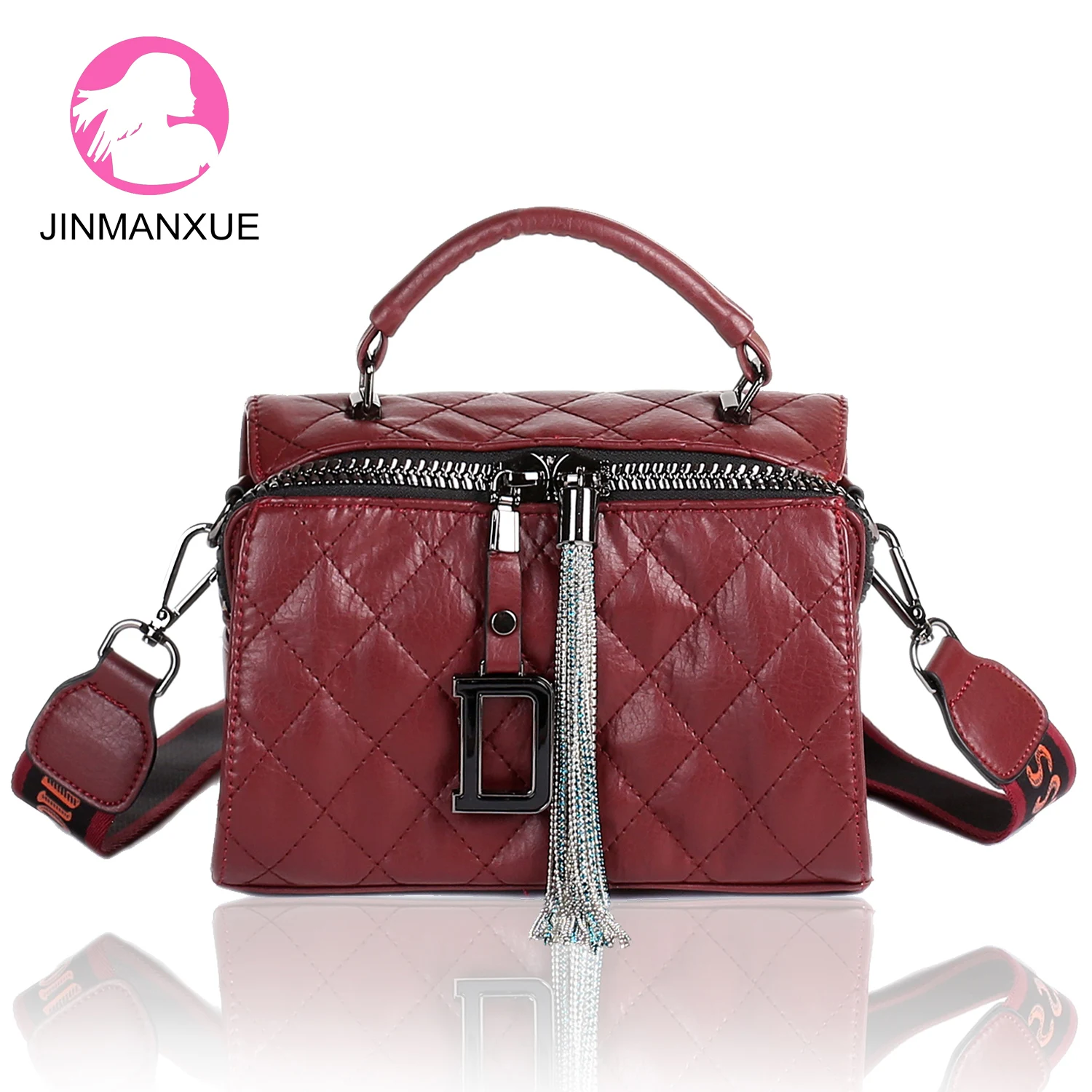 

New Wave Tassel Female Bag Leather Shoulder Bag Wild Solid Color Handbag Retro Casual Lattice Messenger Bags Bolso Mujer