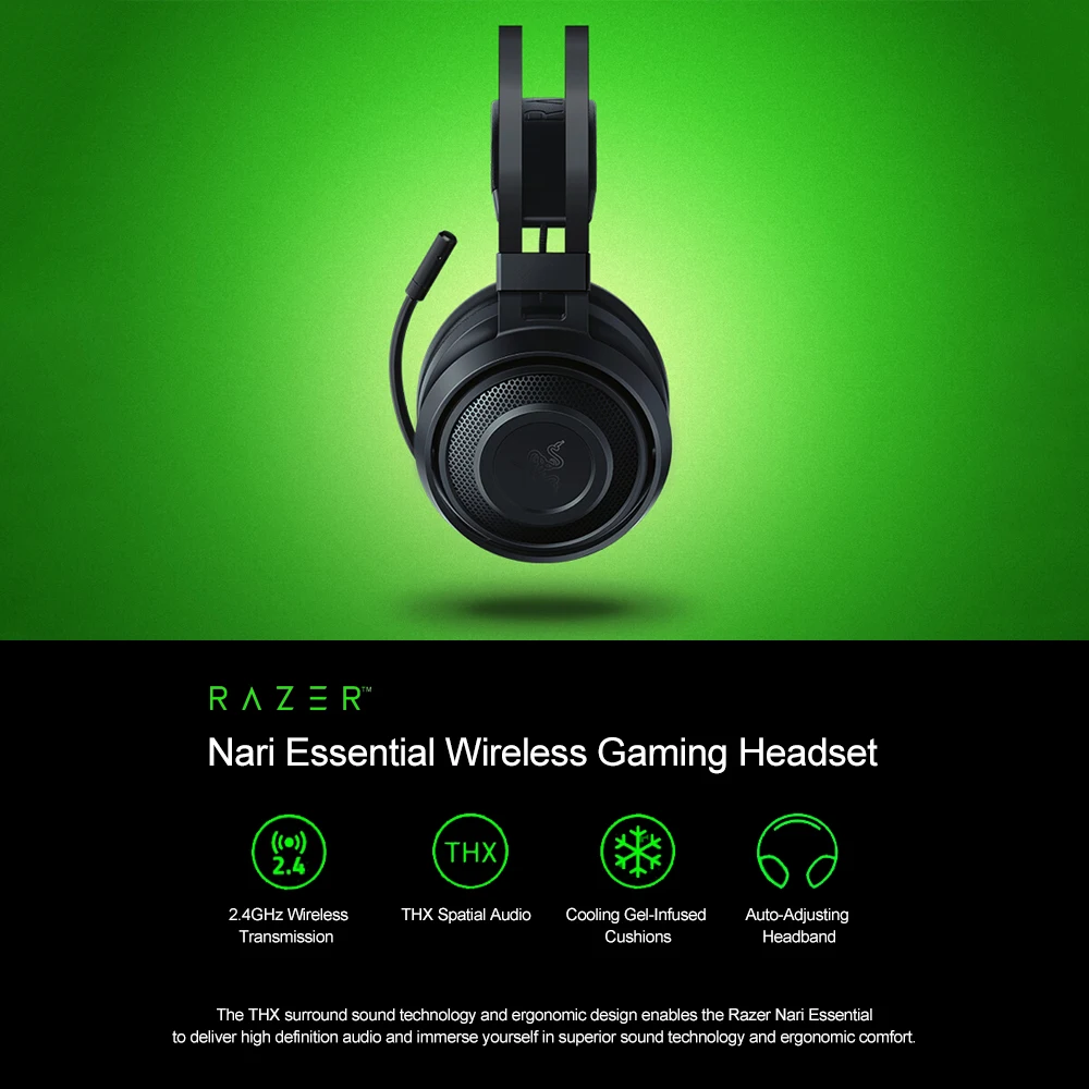 Razer Nari незаменимая Беспроводная игровая гарнитура наушники THX пространственное