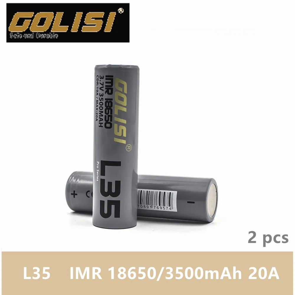 2pcs 2шт GOLISI L35 IMR 18650 аккумулятор 3500 мАч CDR 10А Макс 20А Высокая дренажная E-CIG аккумуляторная батарея для VAPE фонарик налобный фонарь Игрушка - Цвет: 2pcs