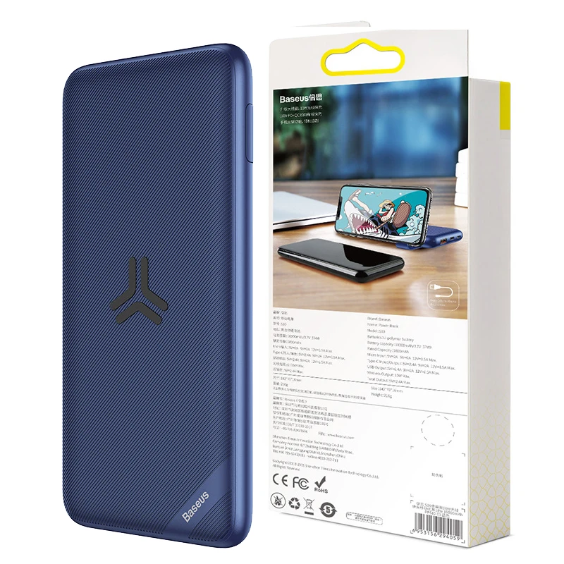 Baseus Power Bank 10000 мАч портативное Qi Беспроводное зарядное устройство USB Мобильный