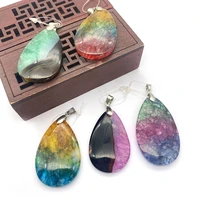 1pcs natural stones pendant drop shaped agate necklace pendant color stitching diy jewelry making bracelet woman accessories