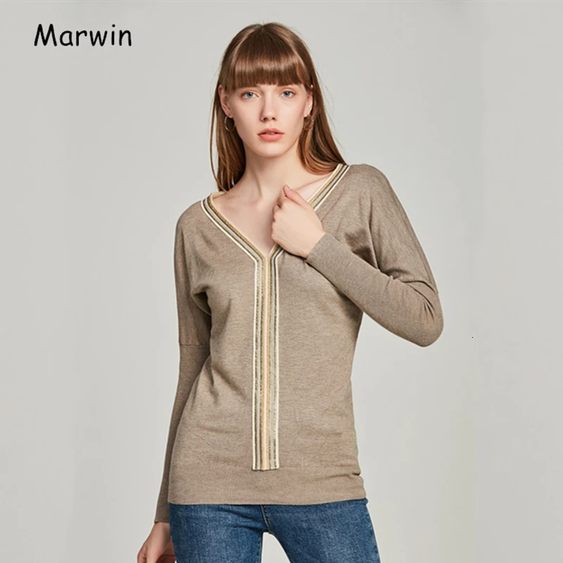 Marvin 2019 New Jersey casual belt neck V-shaped tight sweater fashion winter soft tissue hot autumn |