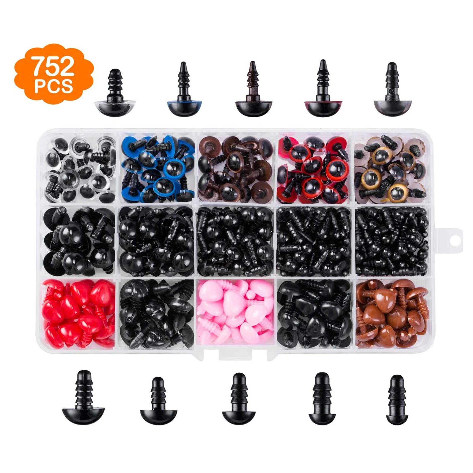 

Assorted Color Safety Eyes and Nose for Amigurumi Teddy Bear Toys Dolls Crochet DIY Making Accessories