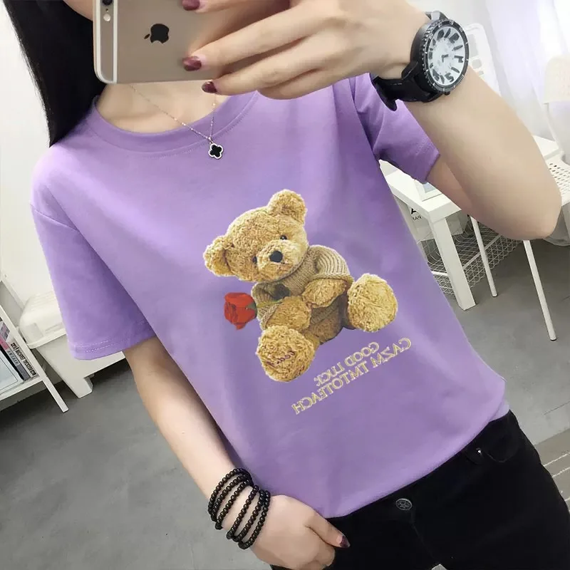 

Women Cotton Fashion Cotton Ladies orange Tee Shirt Short Sleeve Tops Tee Shirt