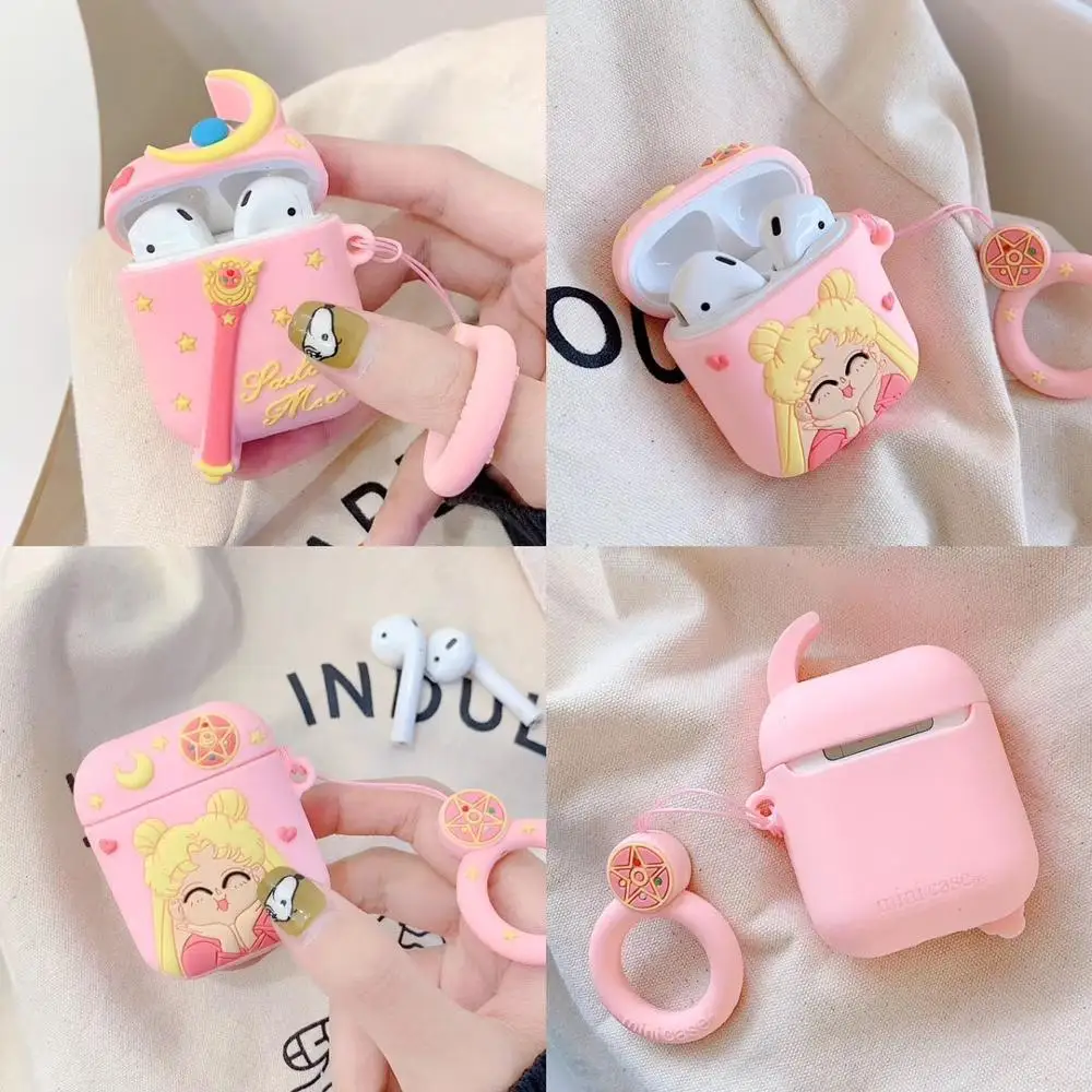 GOOYIYO-для Airpods 1 2 мультфильм силиконовый чехол Сейлор Мун наушники-вкладыши