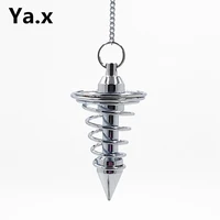 spiral vortex cone healing treasure chest pendulum silver plated 4 2 cm