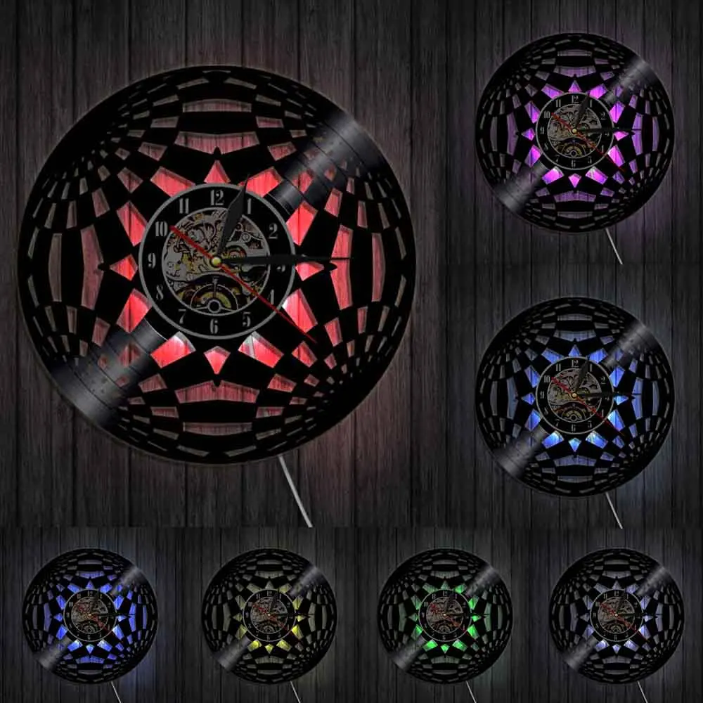 Калейдоскоп круглые Настенные часы Fractal Psychedelic виниловая запись ЛП мировая