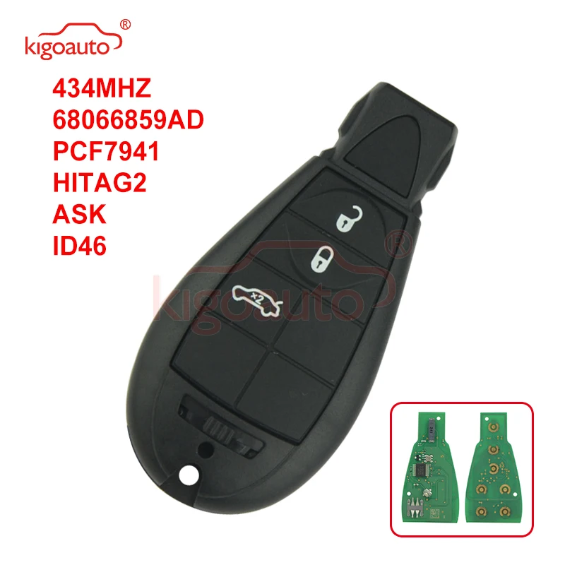 Kigoauto #2 68066859AD для Chrysler 300C Voyager 2008 2010 Jeep Cherokee Dodge Caliber Journey Fobik key 3 кнопки 434 МГц|Ключ от