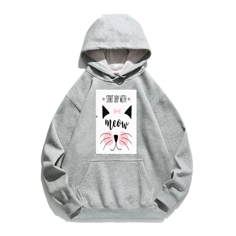 

Women Hoodie Shy Cat Printed Hoodies Women Fleece Long Sleeve Loose Sweatshirt with Hat Girls Pullovers Winter