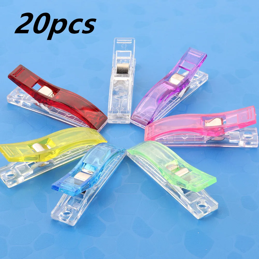 20pcs-L 10/20 штук Пластик рукоделие 2 размерная застежка ткань связывания зажимы для лоскутное шитье Вязание(разные цвета - Цвет: 20pcs-L
