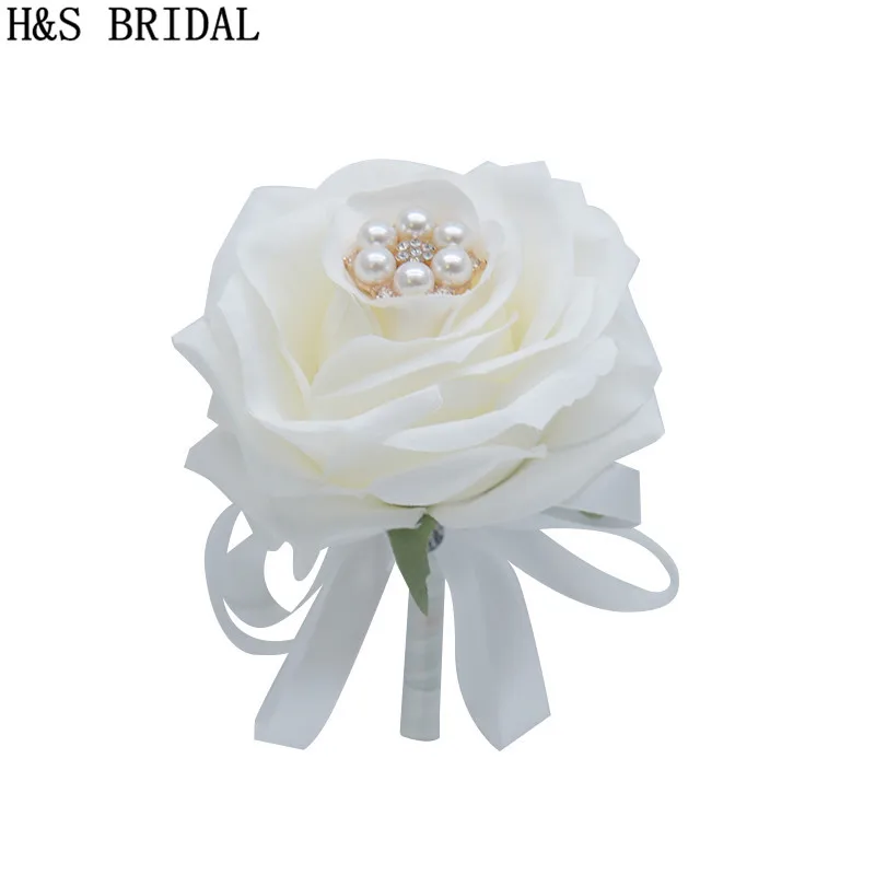 

H&S BRIDAL Wedding Prom Corsage Ceremony Flower Brooch Wedding Boutonnieres Groom Groomsmen Buttonhole Flowers Boutonniere