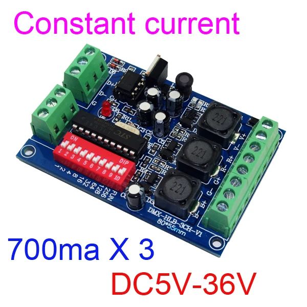 Фото DMX512 RGB 3 канала DMX декодер модуль DC 5v-36V 12v постоянный ток 700mA Контроллер Мощный