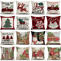 christmas pillow cover 18x18 inches red and black buffalo lattice plaid decorative cushion cover xmas snowman printed pillowcase