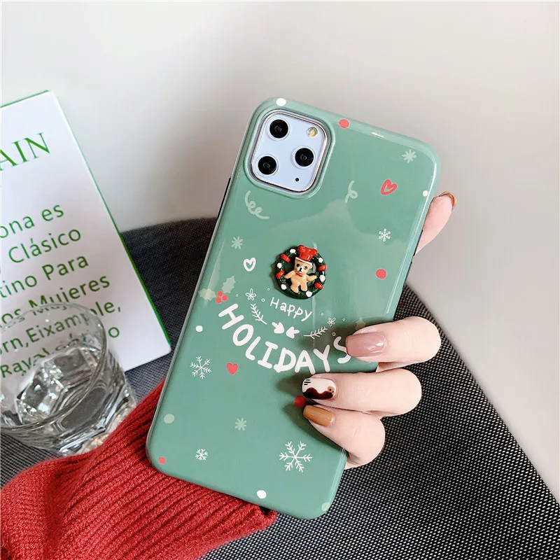 3D Happy Santa Claus Christmas Phone Case For iPhone 11 Pro MAX XR Silicone Matte Back Cover X XS Max 7 8 Plus |