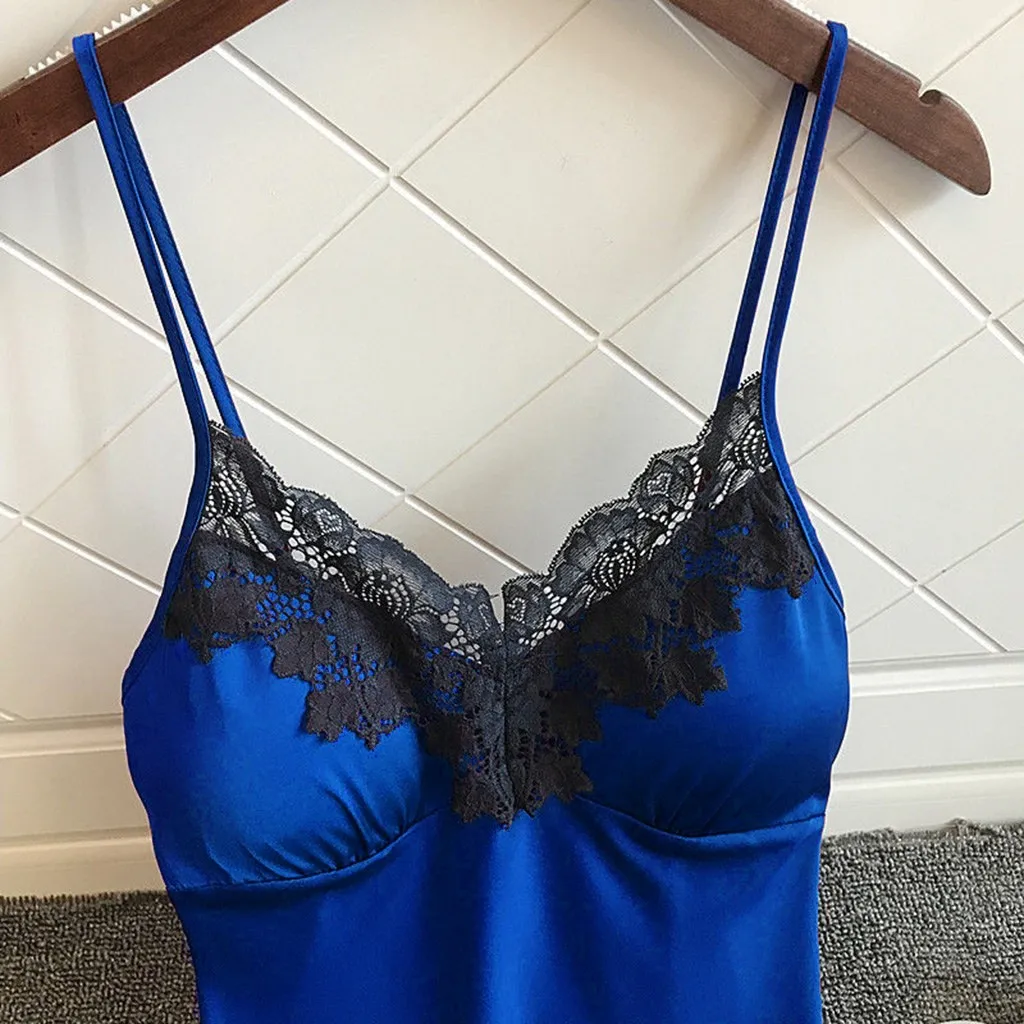 S-XXXL женское сексуальное шелковое атласное Ночное платье без рукавов Ночная