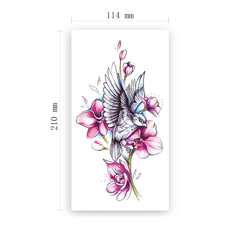 

Waterproof Temporary Tattoo Sticker Watercolor Design Flower Branches Bird Fake Tattoos Flash Tatoos Arm Body Art for Women Girl