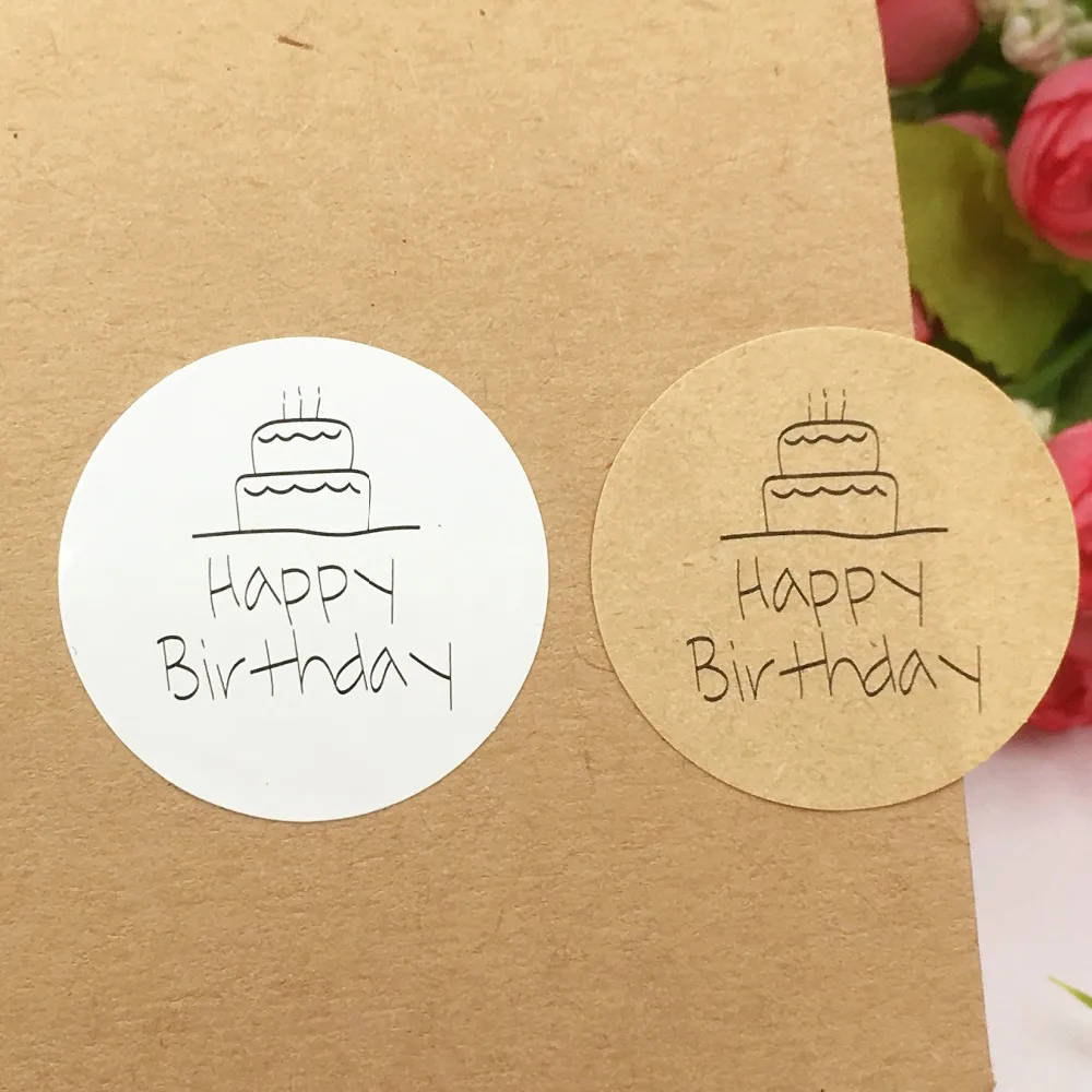 500 шт./лот милые детские наклейки сделай сам на день рождения из крафт-бумаги с