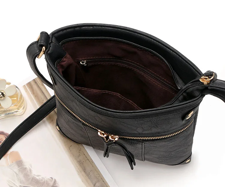 

Free shipping 2020 new small square bag fashion female bag messenger bag front pocket copper zipper shoulder bag female handbag