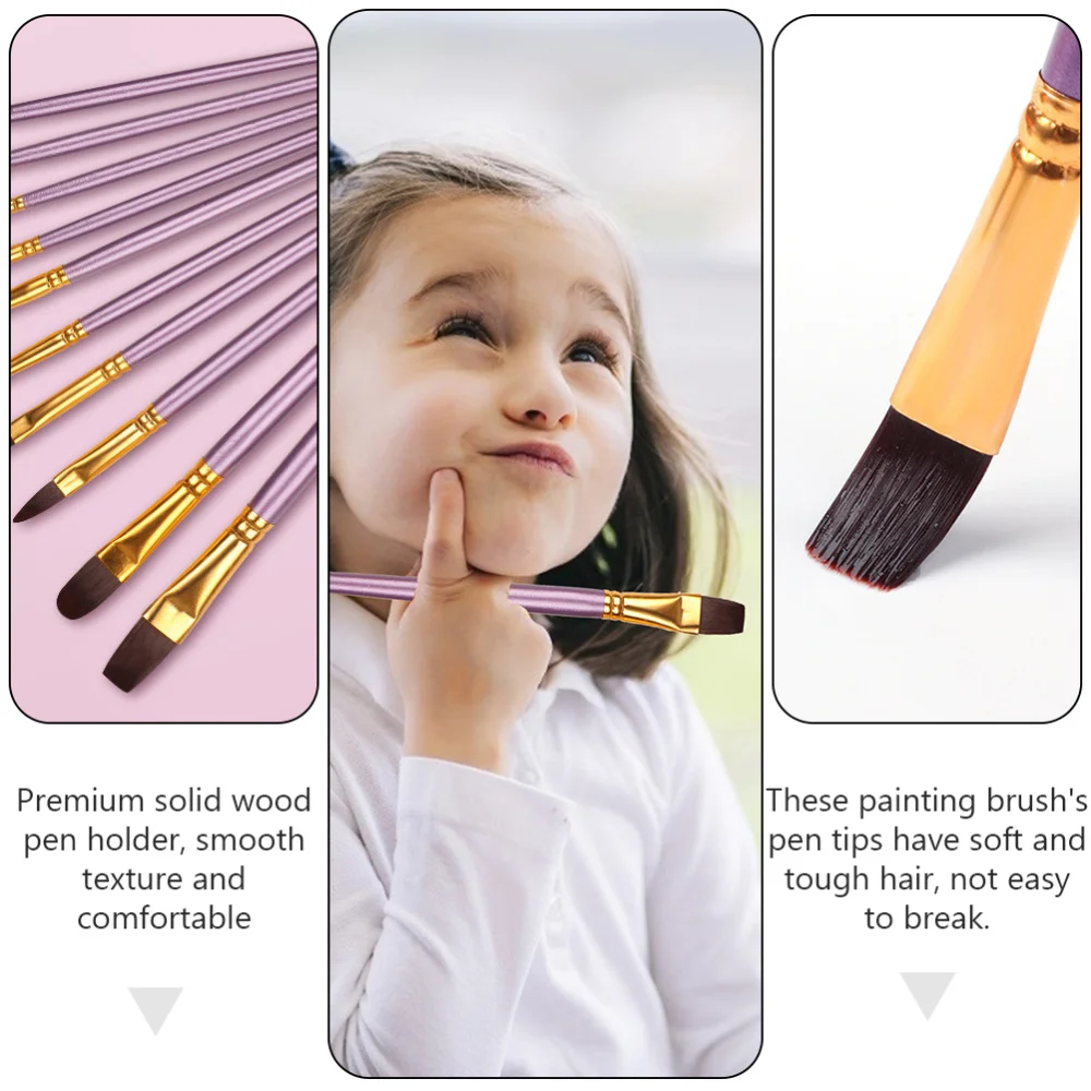 

10PCS Multi-purpose Painting Brush Nylon Watercolor Painting Oil Brush (Violet)