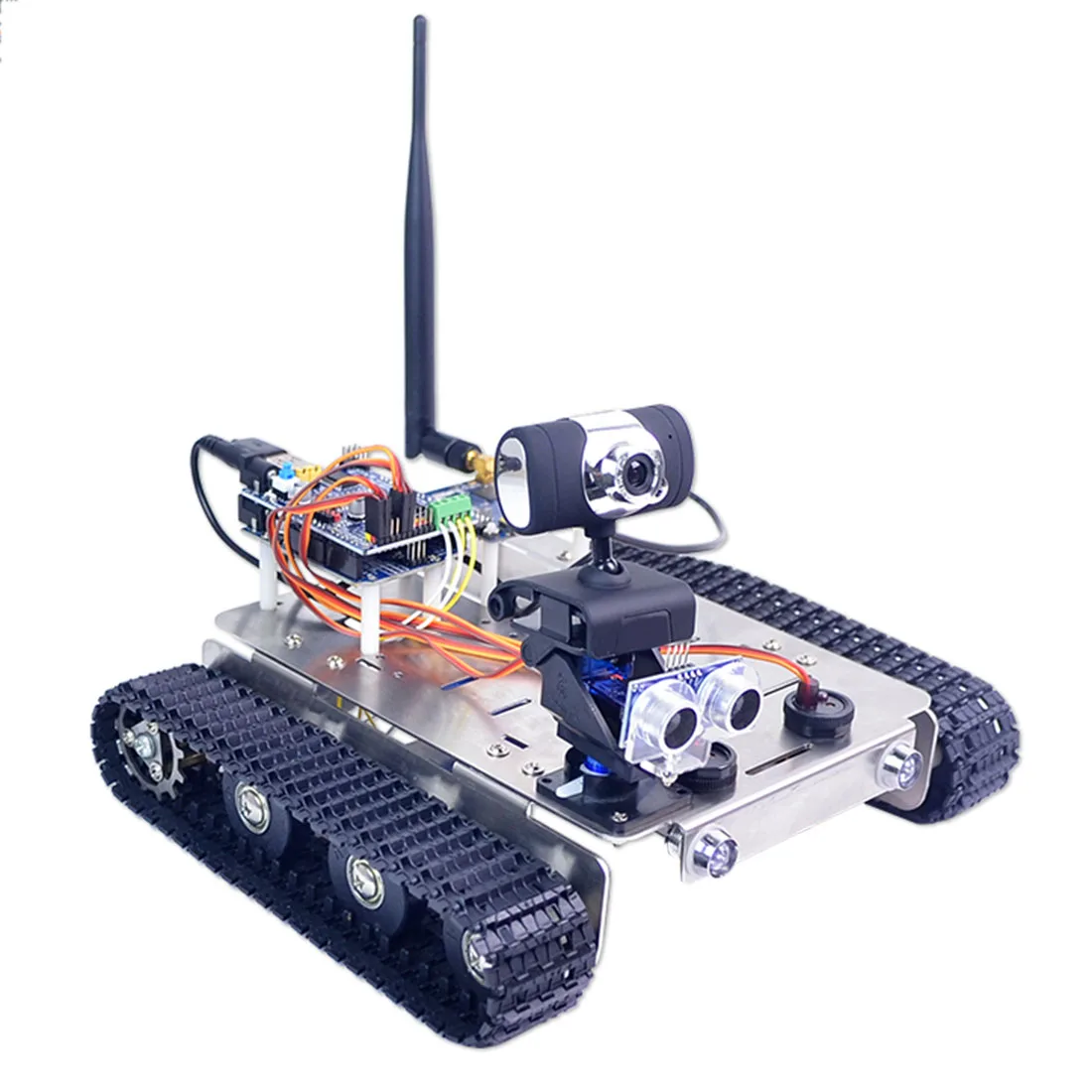 Robot Wifi Tank Робот шасси автомобиля умный автомобиль Алюминиевый сплав трек тела для Arduino UNO R3(линия патруль интеллектуальное избегание препятствий - Цвет: Robot Wifi Tank