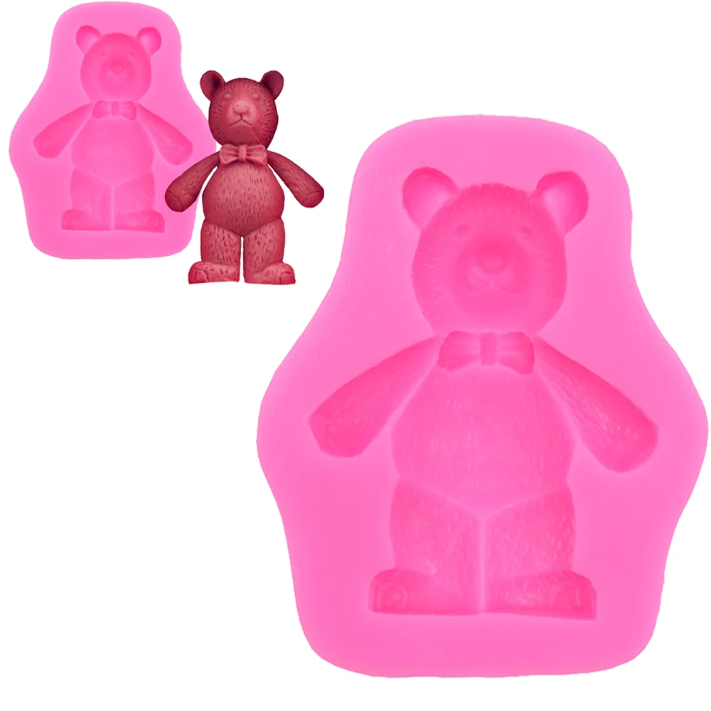 Силиконовая форма для шоколада в форме медведя 3D, кухонная утварь для выпечки, милая форма для мыла, форма для помадки, свечи, кухонная форма ...