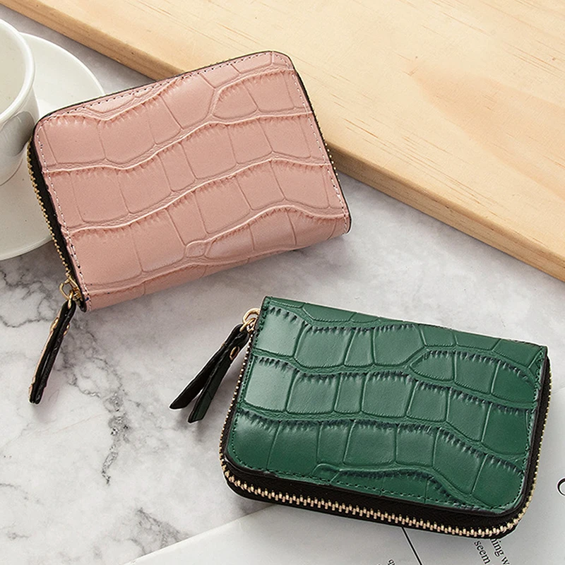 

Women Credit Card Wallet Bag Zipper Slim Business Card Holder Pu Leather Credit/id/bank Card Holder Case Coin Purse Fashion