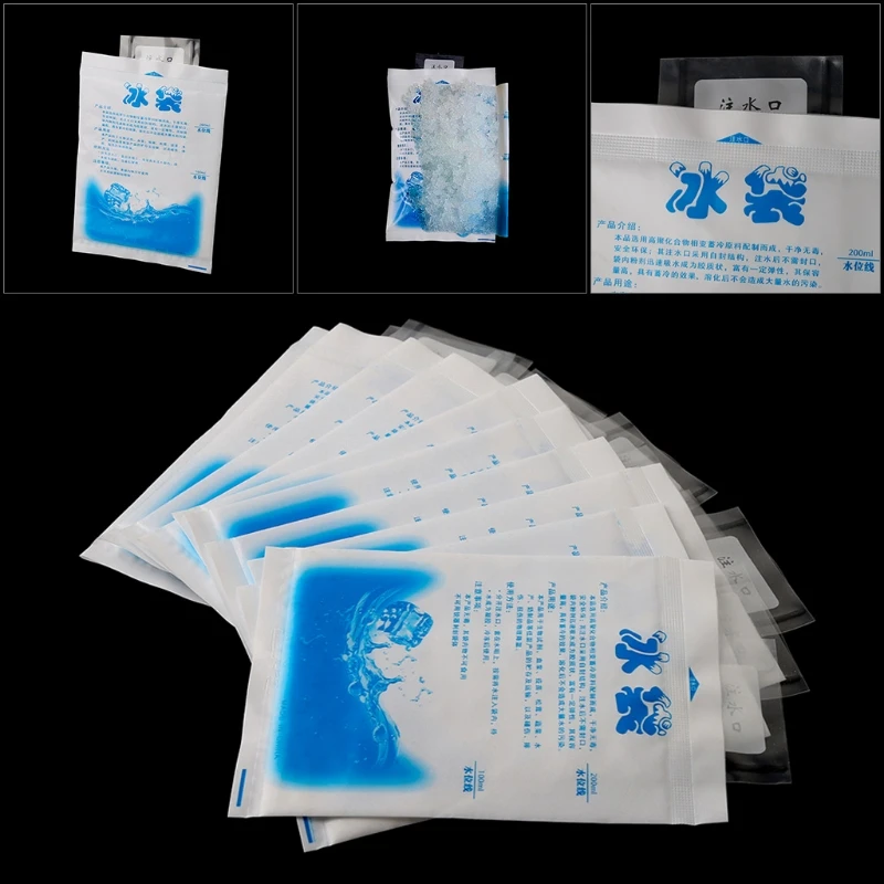 

066F 10PCS Reusable Plastic Cooler Bag For Food Storage Ice Gel Packs Cubes