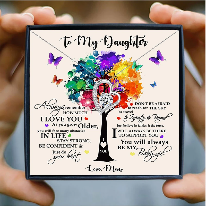 

Silver Heart Chain Necklaces Pendants Rhinestone Choker Necklace for Daughter Birthday Gift Family Jewelry