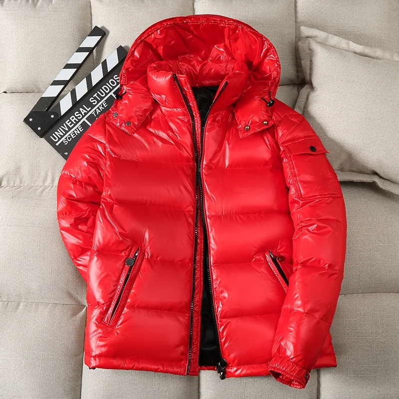 Men's Jacket Down Jacket Winter Hooded Thick High Quality Solid Color Tooling Cotton Bright Face Couple Jacket