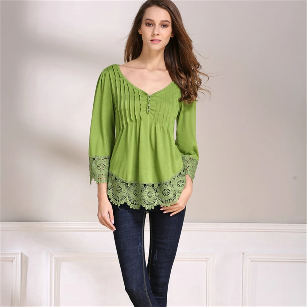 Футболка женская хлопковая с кружевом и круглым вырезом карамельных цветов|tees