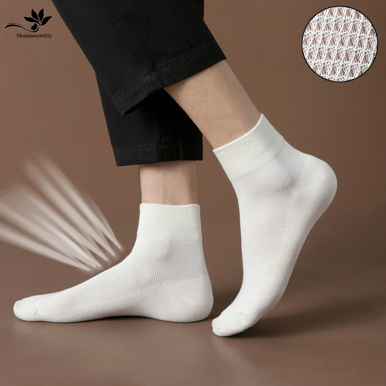

Носки мужские, дышащие, сетчатые, однотонные, короткие носки до лодыжки, 10 пар, горячая распродажа