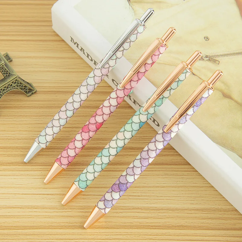 50pcs Luxury Metal Mermaid Ballpoint Pen for School Office Accessories Korean Stationery Business Supplies Metal Pen Wholesale