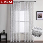 Тонкие шторы LISM, для спальни, гостиной, тюль, для кухни, льняная текстурированная штора с принтом в виде ветвей дерева, серого цвета