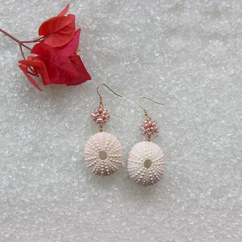 Бесплатная доставка (1 пара/лот) серьги ручной работы с жемчугом в форме морского