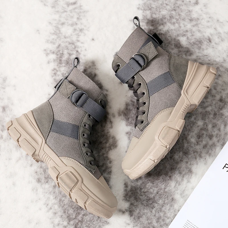 

Winter Women Retro Martin Boots Breathable High-top Sports Shoes Height Increased Female Ankle Boots Military Platform Boots