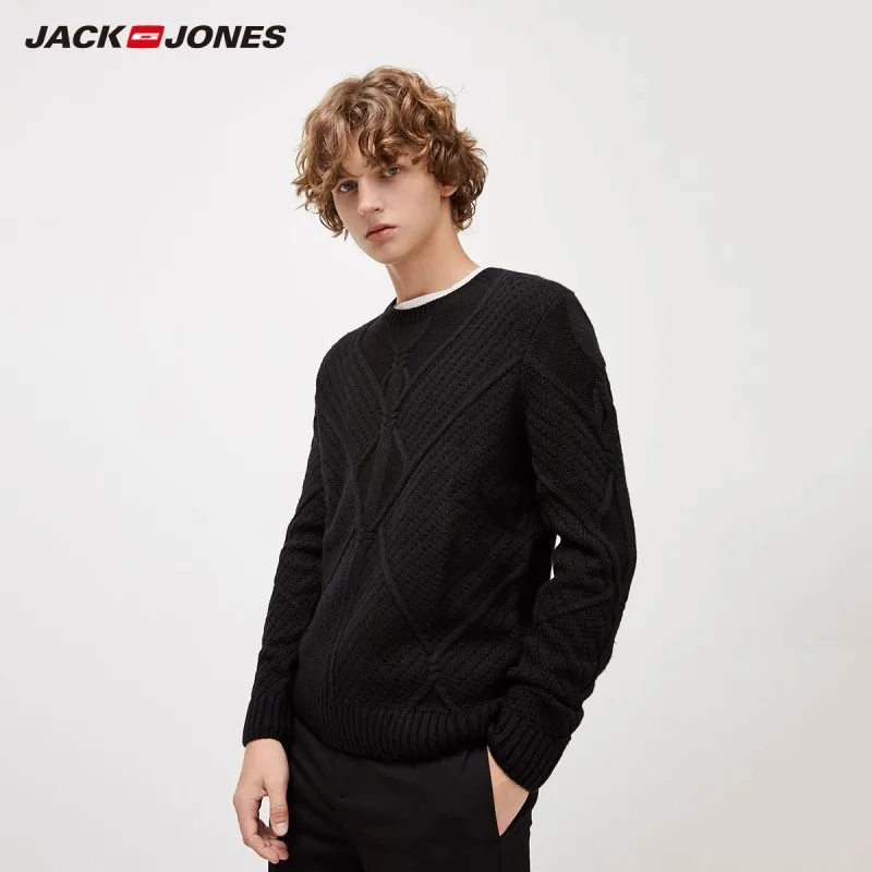 Мужской повседневный вязаный свитер JackJones Однотонный с круглым вырезом 219325508 |