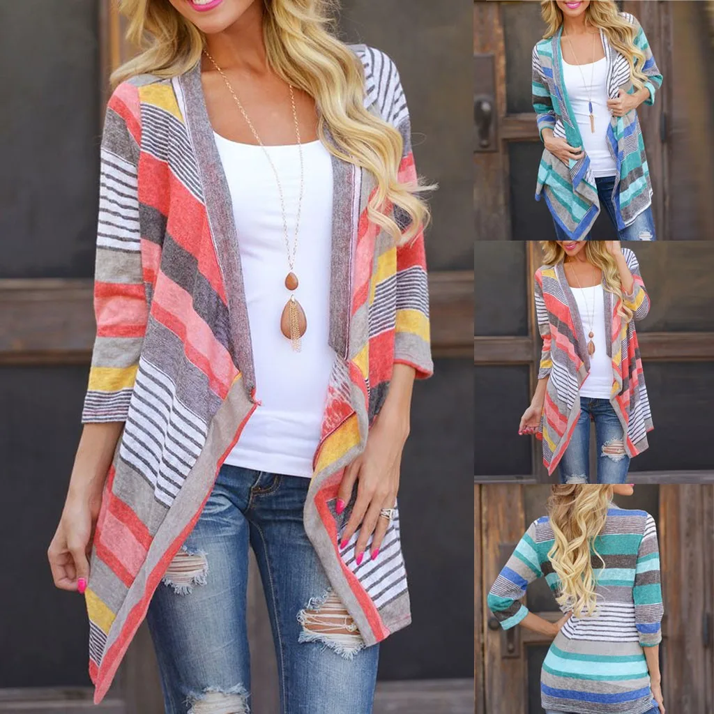 Пальто женское повседневное с геометрическим принтом длинным рукавом более