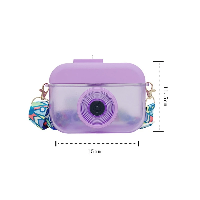 

Cute Creative Simulation Camera Straw Water Cup large Capacity Creative Portable Lanyard Children Picnic Plastic Water Cup