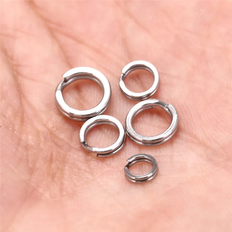 

100/200Pcs-Pack 5/7/8/9# Stainless Steel Split Ring with Box Heavy Duty Fishing Double Ring Connector Fishing Accessories