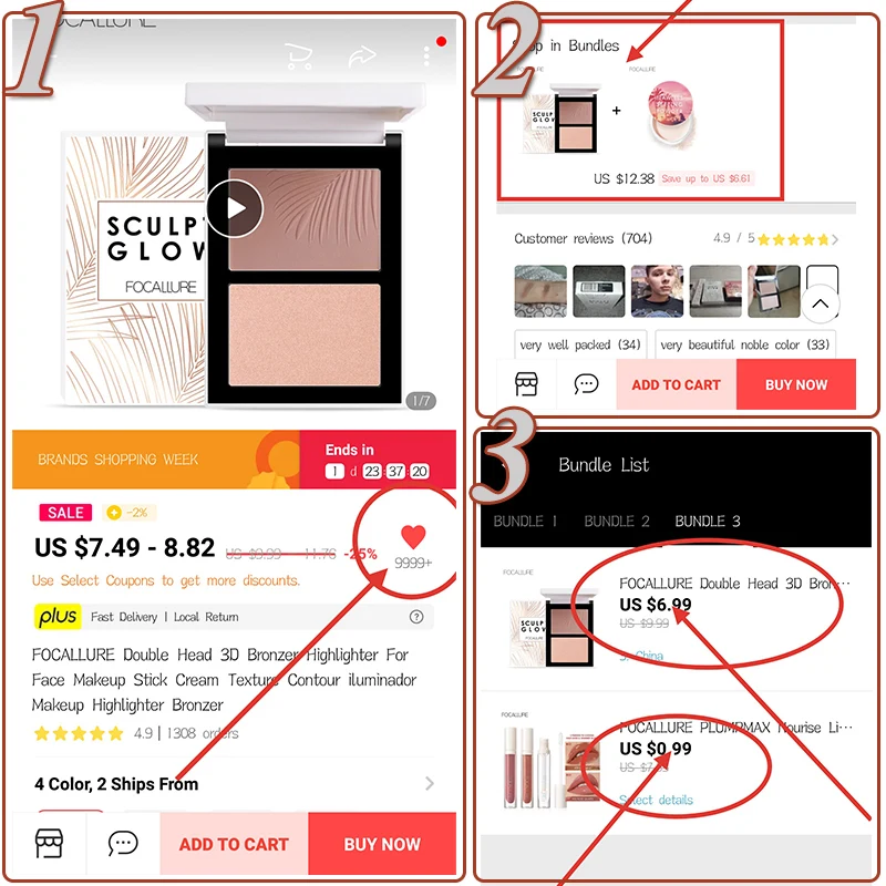 FOCALLURE двойная головка 3D бронзатор Хайлайтер для лица макияж палочка крем