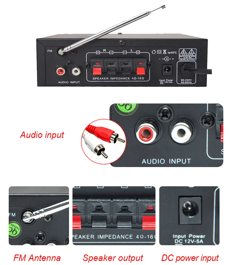 Kinter T1 для bluetooth 2.0CH домашний усилитель аудио с микрофоном/USB/TF/FM/AUX воспроизведение стерео звук управление громкостью низких частот