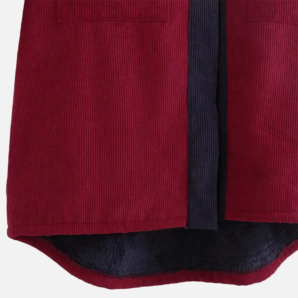 Женское вельветовое пальто с длинным рукавом нашивкой капюшоном|Женские куртки|