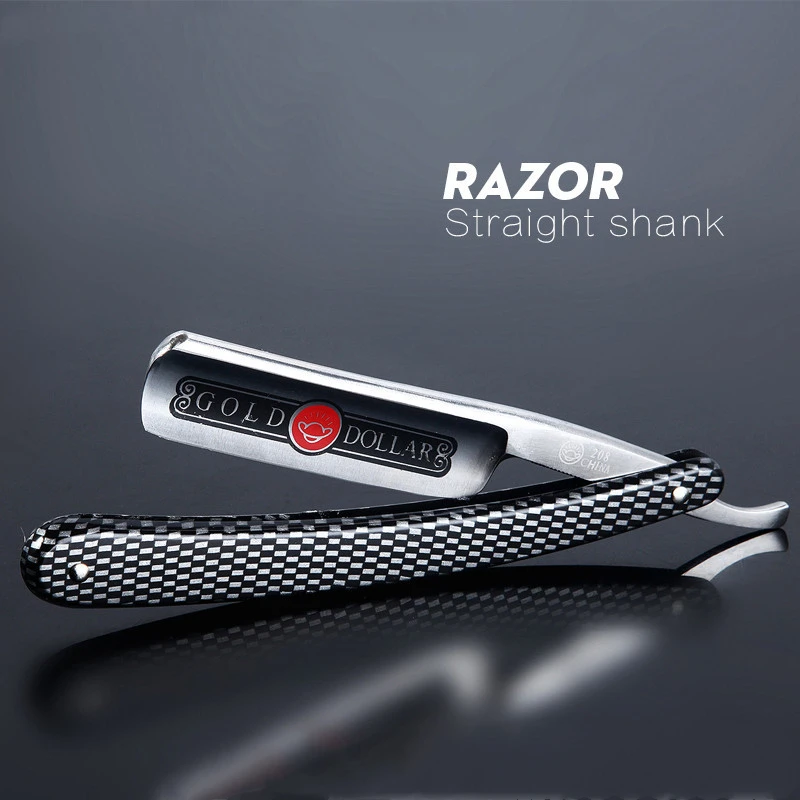 1PC 2021 Pro Gold Dollar 208 Shave Knife 66 Straight Edge Barber Razor Folding Hair Shaving Men Shaving Barber Tool G0317 2pcs zy430 straight shaving razor cut throat knife gold dollar 208 folding razor mans shave beard