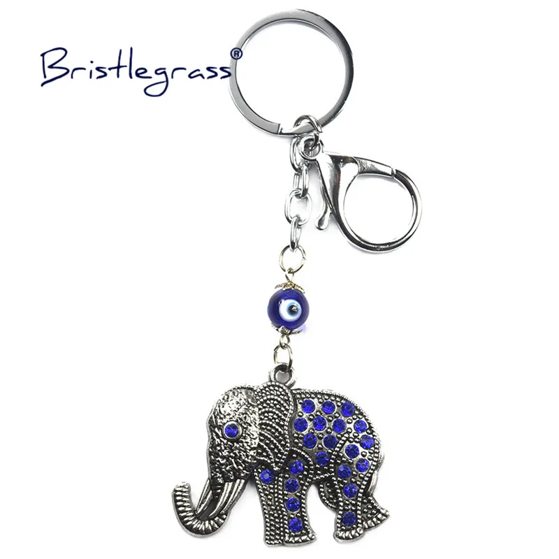 

BRISTLEGRASS Turkish Blue Evil Eye Elephant Key Chains Ring Holder Amulet Keychains Lucky Charm Hanging Pendant Blessing Protect