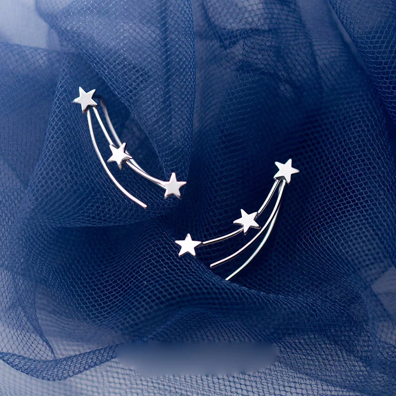 Женские серьги гвоздики из серебра 925 пробы в виде звезды|Серьги-гвоздики| |