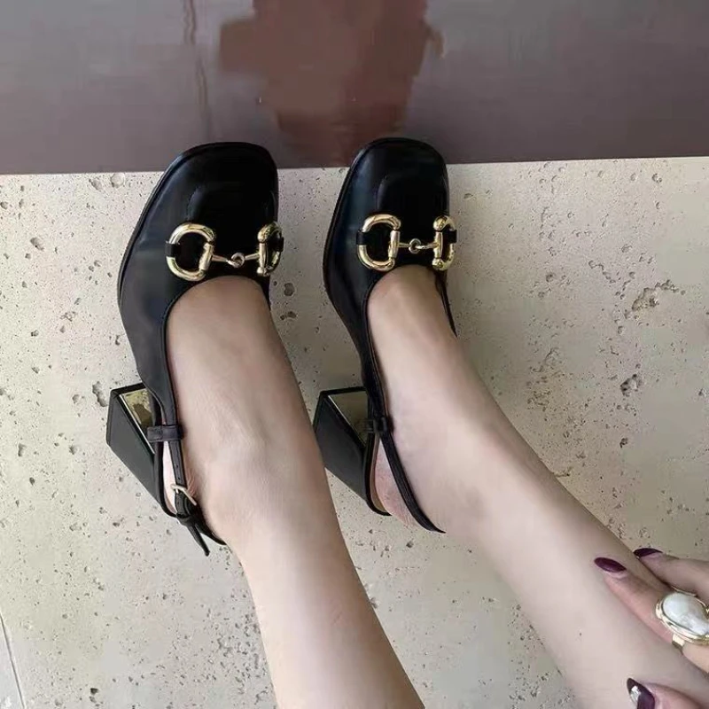 

2021 Summer New Sandals Women's Thick Heel European and American Fashion Sandals Round Toe Buckle Heel High Women Shoes