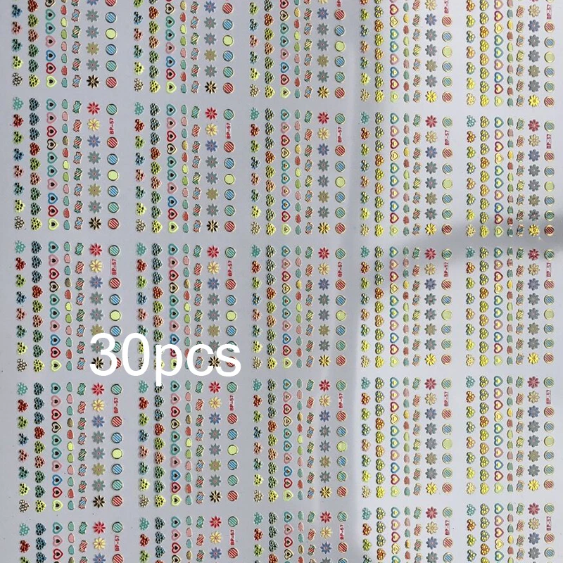 

15/20/30PCS New Colorful Geometry/Flower/Snowflake Winter Transfer Stickers 3D Design Nail Decal For Nail Art Decorations Decals