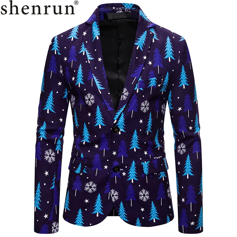 Shenrun мужские блейзеры Рождественская и новогодняя куртка новый модный