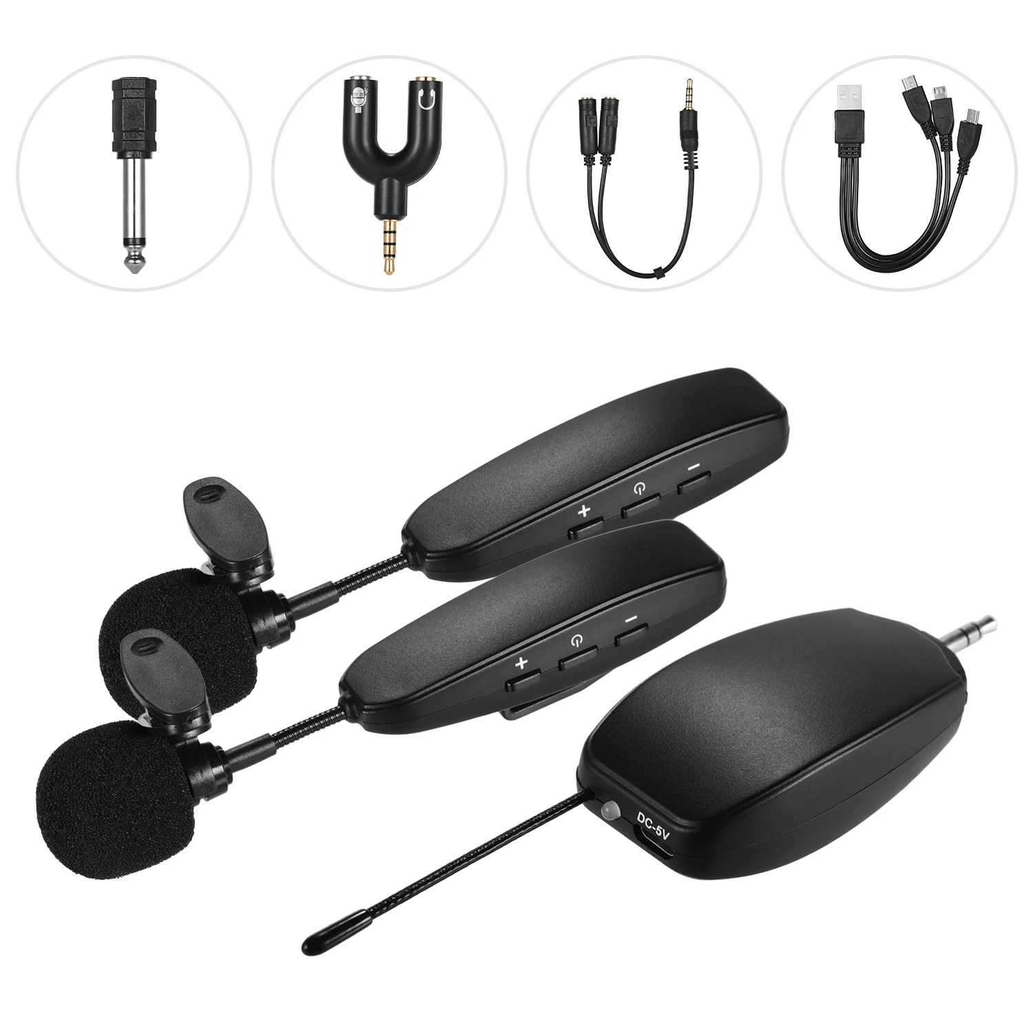 Quality Wireless UHF Microphone System 2 Transmitter and 1 Receiver Lapel Mics for Smartphone Computer Speakers Voice Amplifier | Спорт и