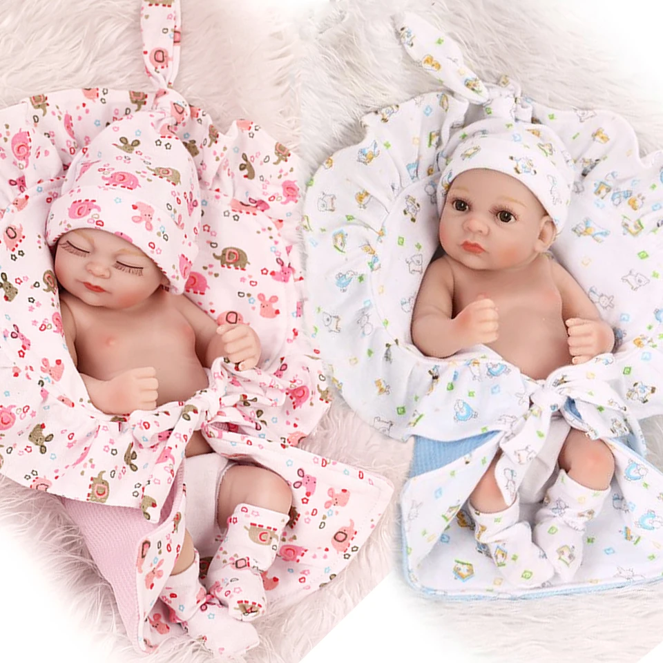 10 дюймов мягкий силиконовый reborn Младенцы Близнецы реалистичные Новорожденные девочка мальчик кукла День Рождения вечерние подарки - Цвет: one pair